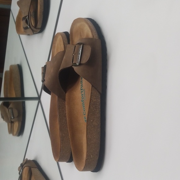 COMFORTFUSSE ADAL BROWN LEATHER ONE-STRAP SANDALS SIZE 10-10.5 - Picture 4 of 7